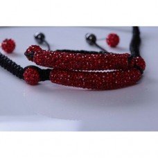 Beautiful Red Tube Swarovski Crystal Shamballa Bracelet,Necklace And Earrings Set